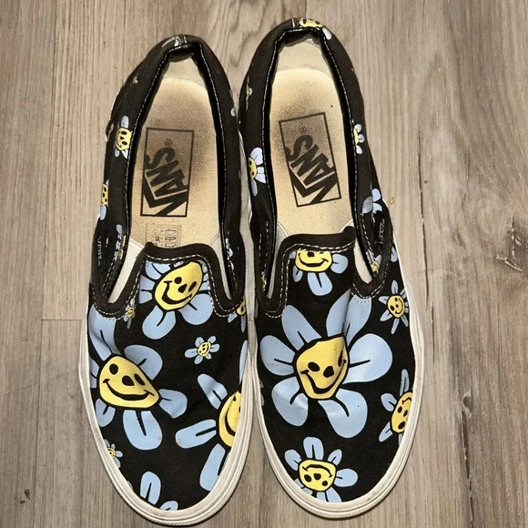 Vans Black and Yellow Floral Sneakers - Picture 2 of 7
